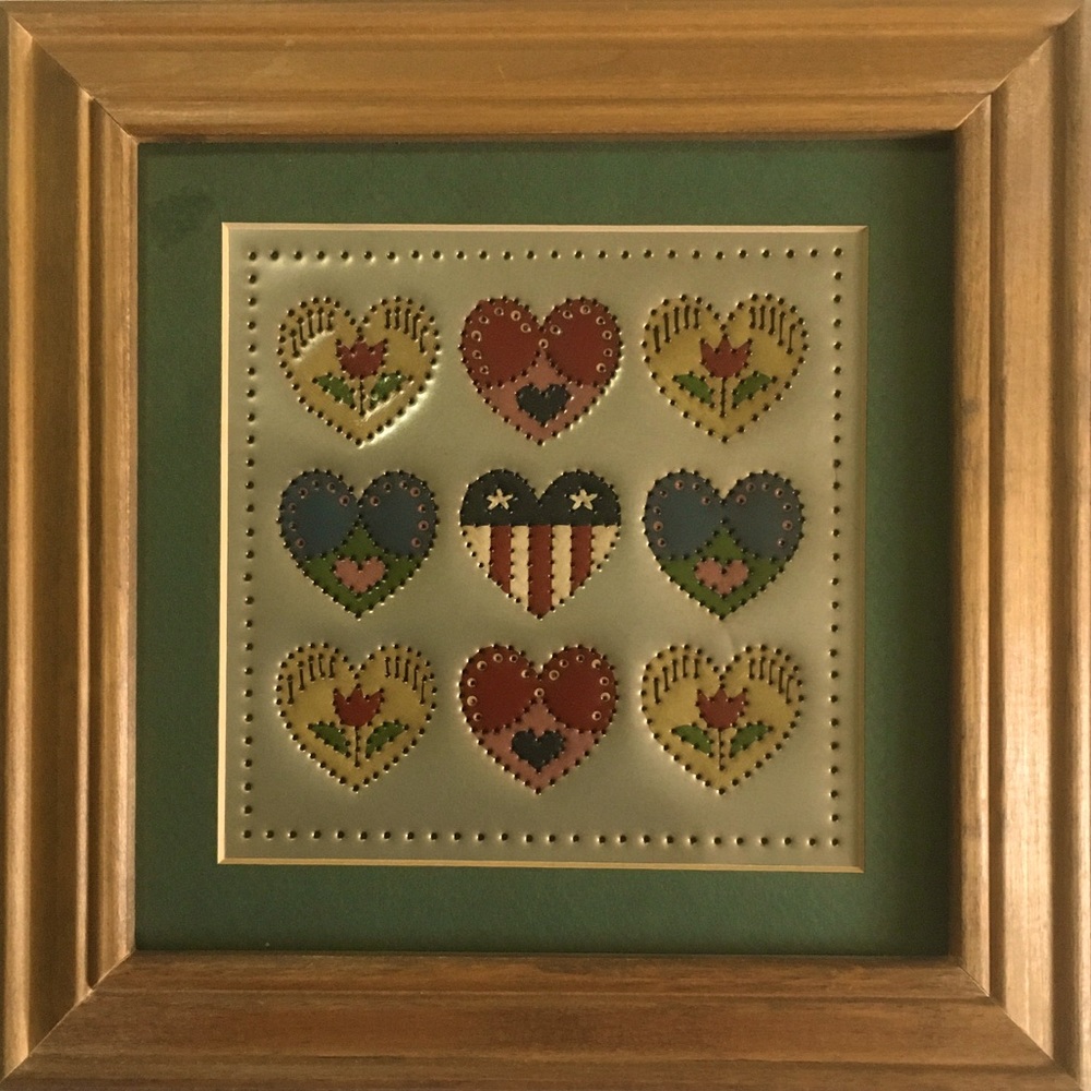 Vintage Original Tin Punch Framed Art